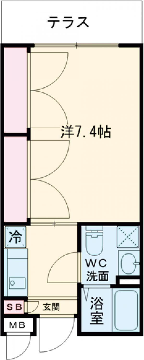 キャステリーノ三宿(1K/4階)の間取り写真