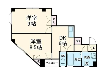 グリーンターフ市川(2DK/3階)の間取り写真