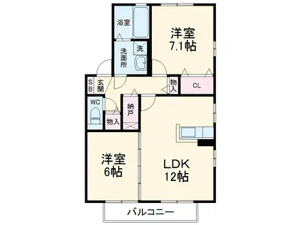 メゾン・ド・ミル(2LDK/2階)の間取り写真