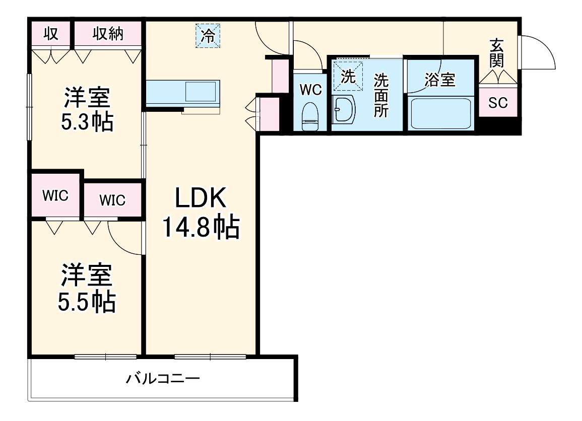 BELLE GRACE(2LDK/3階)の間取り写真