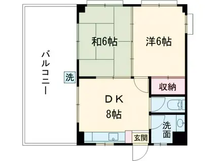 キャッスル高良(2DK/2階)の間取り写真