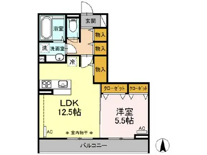 LA・NEIGE Ⅰ(1LDK/2階)の間取り写真