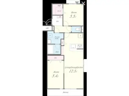 カーサフェリーチェルビア(2LDK/3階)の間取り写真