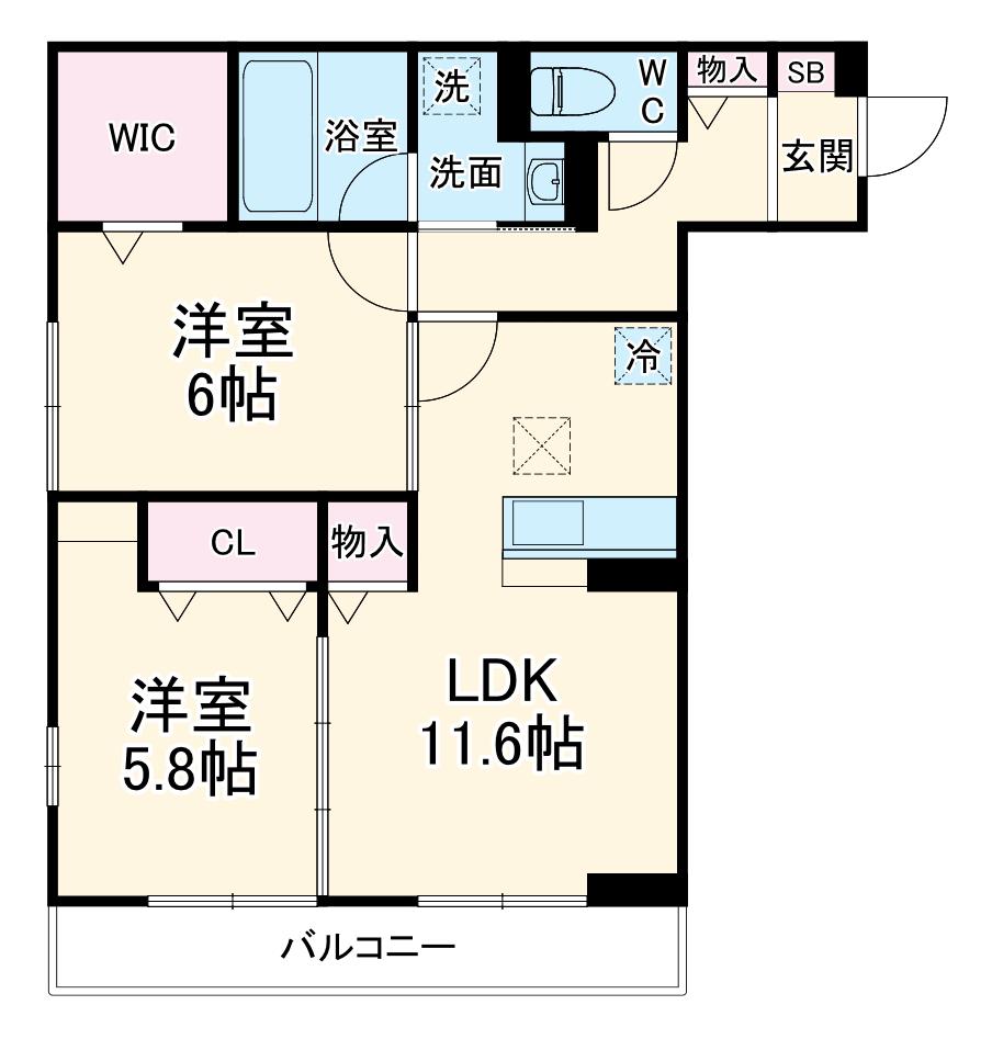 プランドール湘南(2LDK/1階)の間取り写真
