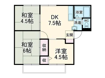 リバティハイツ(3DK/1階)の間取り写真