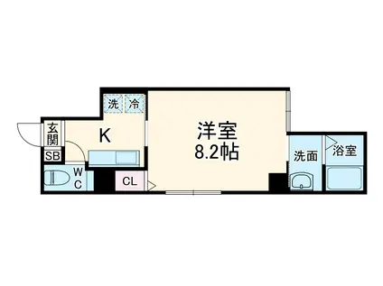 ATTRICE東堀川(1K/1階)の間取り写真