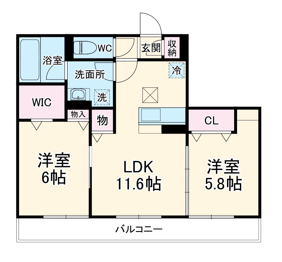プランドール湘南(2LDK/2階)の間取り写真