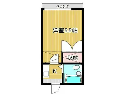 ハイツムカイヒラ(ワンルーム/2階)の間取り写真