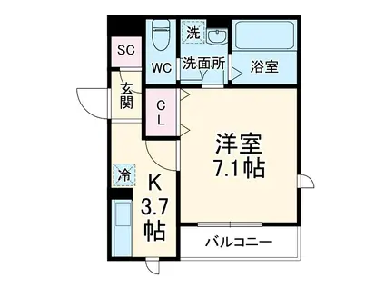 ラ フェリーチェ湘南(1K/3階)の間取り写真