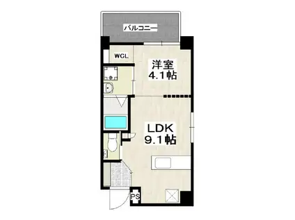 ウィル久茂地(1LDK/6階)の間取り写真