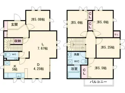 水郡線 玉川村駅 徒歩16分 2階建 築23年(5LDK)の間取り写真