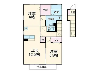 パークサイド東出 Ⅱ(2LDK/2階)の間取り写真