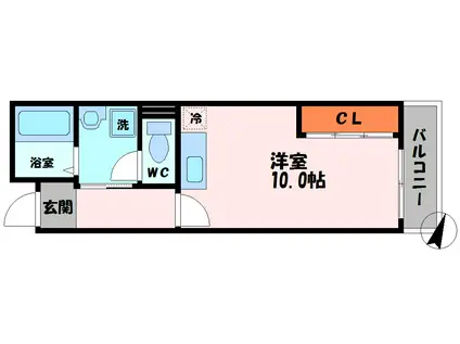 幸福ハイツ(ワンルーム/2階)の間取り写真