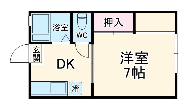 オレンジハイツⅡ(1DK/2階)の間取り写真