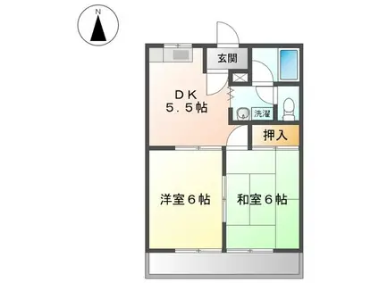 アイランドハイム(2DK/2階)の間取り写真