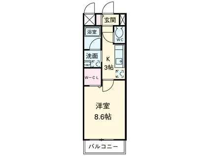プリムヴェール(1K/3階)の間取り写真