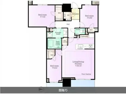 幕張ベイパーク ライズゲートタワー(3LDK/37階)の間取り写真