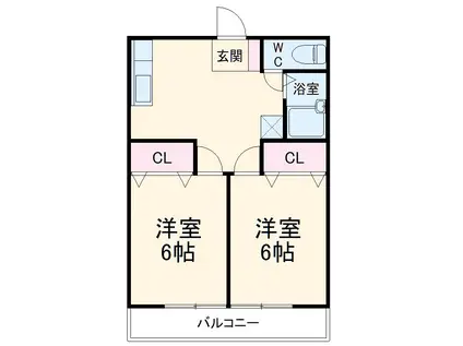 アミティエ西尾(2DK/1階)の間取り写真