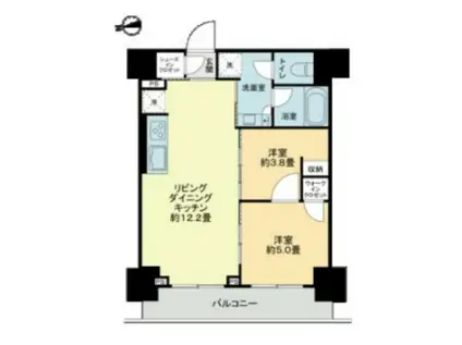 ザ・ライオンズフォーシア鶴見(2LDK/8階)の間取り写真