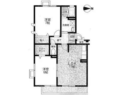AM HEART Ⅱ(2LDK/2階)の間取り写真