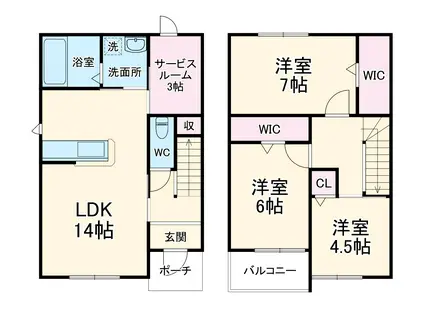 名鉄名古屋本線 中京競馬場前駅 徒歩17分 2階建 新築(3SLDK)の間取り写真