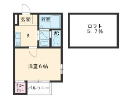 ミレイユ富田(1K/2階)の間取り写真