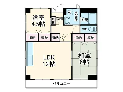 サンハウス柏(2LDK/3階)の間取り写真
