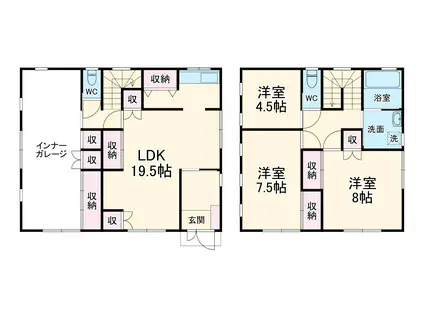 東海道本線 御厨駅(静岡) 徒歩33分 2階建 築25年(3SLDK)の間取り写真