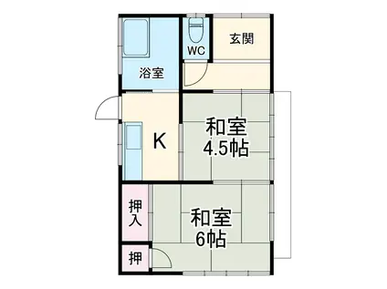 横浜線 橋本駅(神奈川) 徒歩36分 1階建 築58年(2K)の間取り写真