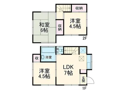 小田急電鉄小田原線 座間駅 徒歩12分 2階建 築58年(3DK)の間取り写真