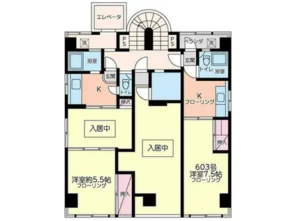 南ビル(1K/6階)の間取り写真