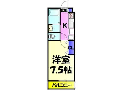 ファースト稲毛(1K/3階)の間取り写真