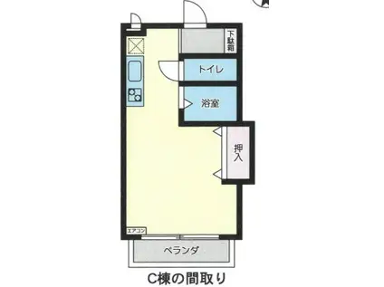 フジメイトC(ワンルーム/2階)の間取り写真