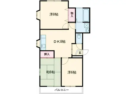 グレイス井上(3DK/1階)の間取り写真