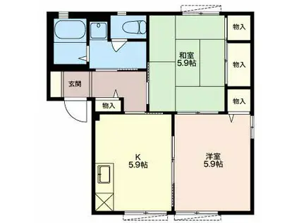 ヴェルドミールⅡ(2K/1階)の間取り写真