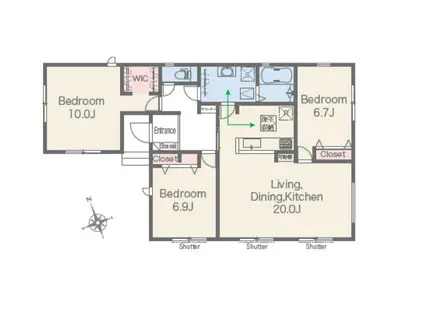 岳南電車 岳南富士岡駅 徒歩10分 1階建 築1年(3LDK)の間取り写真