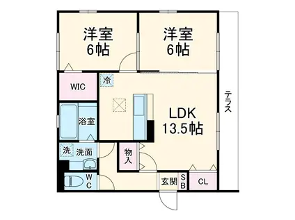 相武ガーデンコート(2LDK/1階)の間取り写真