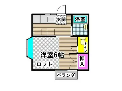 ロックウェル汐見丘(1K/2階)の間取り写真