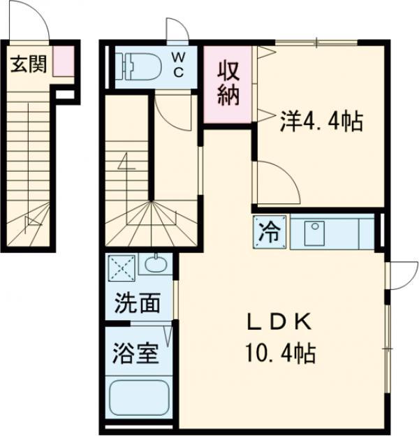 京王電鉄京王線 調布駅 徒歩13分 2階建 新築(1LDK/2階)の間取り写真
