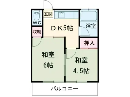 峯アパート(2DK/1階)の間取り写真