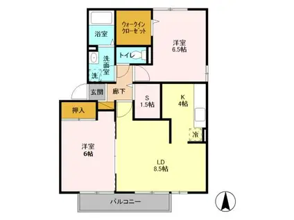 セピアコートA(2LDK/2階)の間取り写真