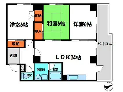 アーバンハイム守口(3LDK/2階)の間取り写真