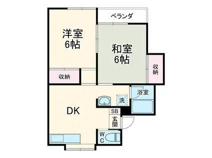 PEARハイツキミヅカ(2DK/2階)の間取り写真