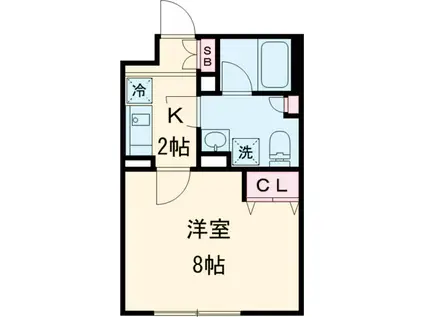 BARK LENE KAMINOGE(1K/2階)の間取り写真