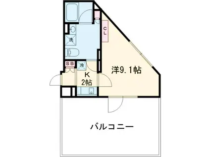 BARK LENE KAMINOGE(1K/3階)の間取り写真