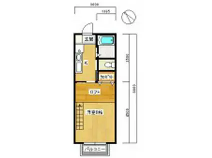 グレースB(1K/2階)の間取り写真