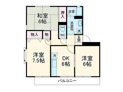 ヴァンベール富士(3DK/2階)の間取り写真