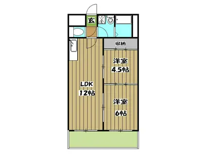 エクセルコート・高辻西(2LDK/1階)の間取り写真