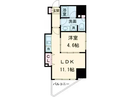 ミリアレジデンス新宿御苑2(1LDK/6階)の間取り写真