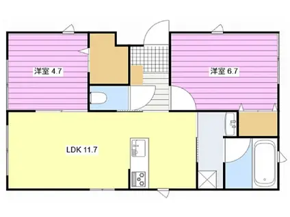 東海道本線 掛川駅 徒歩8分 1階建 築1年(2LDK)の間取り写真
